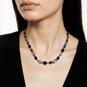 Vintage, black, clear and gray beaded necklace